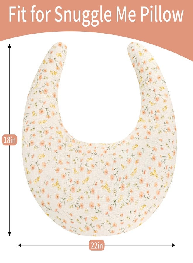 SWESEN Muslin Nursing Pillow Cover, Soft Removable Cover for Breastfeeding Pillows, Pillow Slipcover for Baby Boys and Girls, Comfortable & Breathable, Flower, Washable (Only Cover) - Image 3